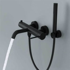 Baterie cadă-duș LaVita, Verdi, monocomandă cu montaj pe perete, negru mat - Img 2