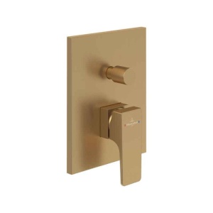 Baterie cadă-duș Villeroy&Boch, Architectura Square, montaj încastrat, brushed gold