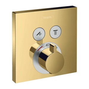 Baterie de dus, Hansgrohe, ShowerSelect, termostatata, cu 2 functii, auriu lucios