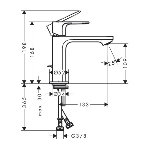 Baterie de lavoar Hansgrohe, Rebris E 110, CoolStart, fără ventil, crom - Img 5