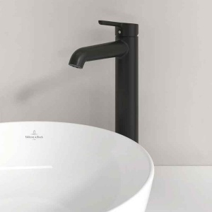 Baterie înaltă pentru lavoar Villeroy&Boch, Skyla 250, cu ventil click-clack, negru mat - Img 4