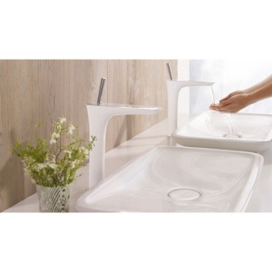 Baterie lavoar Hansgrohe, PuraVida 200, cu ventil click-clack, mâner joystick, alb/crom - Img 3