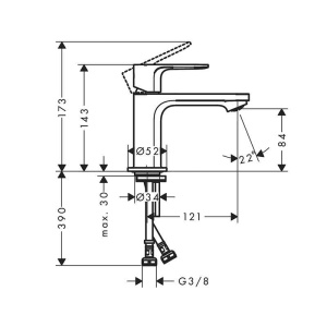 Baterie pentru lavoar Hansgrohe Rebris S 80 CoolStart, fără ventil, crom - Img 3