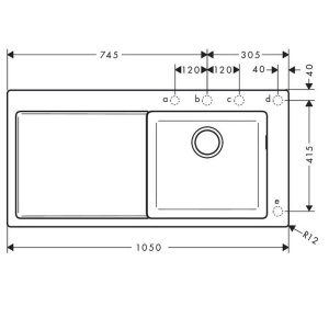 Chiuveta de bucatarie Hansgrohe, SilicaTec, 1 cuva cu picurator, 105x51 cm, negru grafit - Img 2