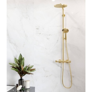 Coloana dus cu baterie termostatata Hansgrohe, Raindance Select S, cu 1 jet, auriu - Img 3