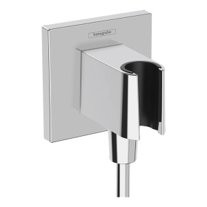 Cot racord, Hansgrohe, FixFit E, cu suport pentru para de dus, crom