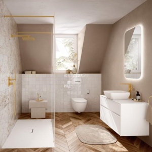 Cot racord Villeroy&Boch, Universal Showers, pătrat cu suport duș, brushed gold - Img 4