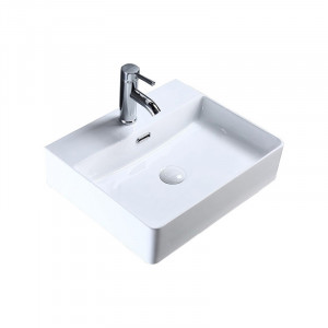 Lavoar pe blat Fluminia, Mercur, 46 cm, dreptunghiular, alb