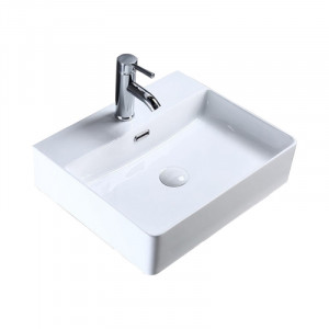 Lavoar pe blat Fluminia, Mercur, 52 cm, dreptunghiular, alb