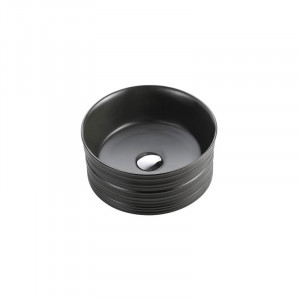 Lavoar pe blat, Fluminia, My Black Circle, rotund, cu ventil, negru mat - Img 3