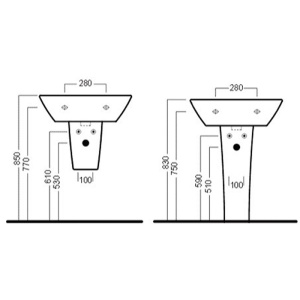 Lavoar suspendat Hatria, Nido, 62 cm, alb - Img 2