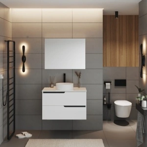 Mobilier cu blat pentru lavoar Fluminia, Bari 80, alb mat - Img 3