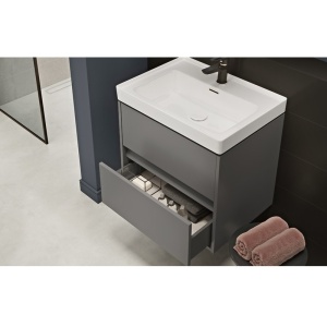 Mobilier suspendat Cersanit, Crea, cu doua sertare, 100 cm, gri - Img 6