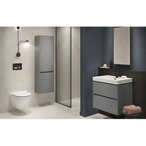 Mobilier suspendat Cersanit, Crea, cu doua sertare, 60 cm, gri - Img 2