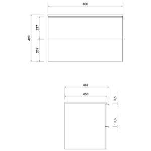 Mobilier suspendat Cersanit, Virgo 80, cu manere negre, pentru lavoar pe blat, alb - Img 2