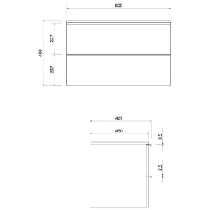 Mobilier suspendat Cersanit, Virgo 80, cu manere negre, pentru lavoar pe blat, alb - Img 2