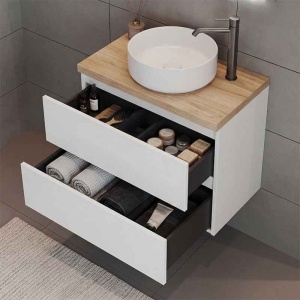 Mobilier suspendat pentru lavoar Fluminia Genova 60, front și laterale netede, 60x46 cm, alb lucios - Img 5