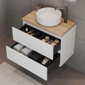 Mobilier suspendat pentru lavoar Fluminia Genova 60, front și laterale netede, 60x46 cm, alb lucios - Img 5