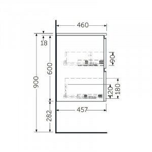 Mobilier suspendat, Rak, Joy, pentru lavoar incastrabil, 100 cm, gri - Img 3