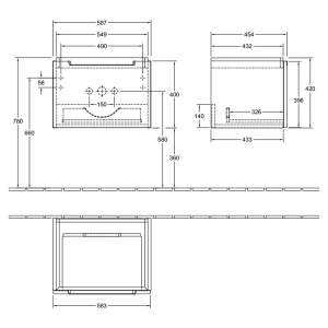 Mobilier suspendat Villeroy & Boch, Subway 2.0, pentru lavoare incastrabile, 58,7 x 45,4 cm, alb lucios - Img 2