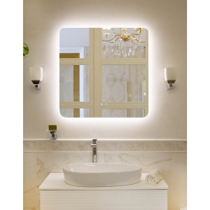 Oglindă Fluminia, Verona-80, pătrată, 80 x 80 cm, cu LED Ambiental Light, 3 culori, dezaburire
