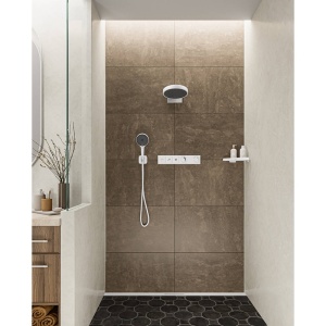 Racord de duș, Hansgrohe, FixFit Q, cu suport pentru para de duș, alb mat - Img 2
