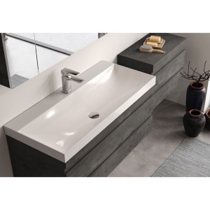 Set mobilier suspendat si lavoar, Kolpasan, Naomi, 100 cm, dark concrete - Img 3