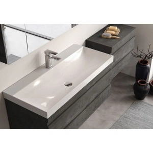 Set mobilier suspendat si lavoar, Kolpasan, Naomi, 100 cm, dark concrete - Img 3