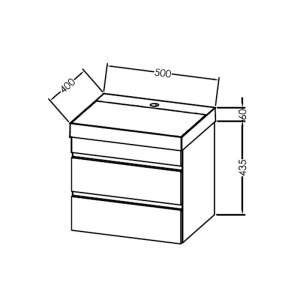 Set mobilier suspendat si lavoar, Kolpasan, Naomi, 50 cm, natural wood - Img 2