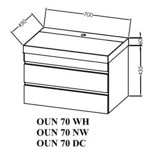 Set mobilier suspendat si lavoar, Kolpasan, Naomi, 70 cm, alb - Img 2