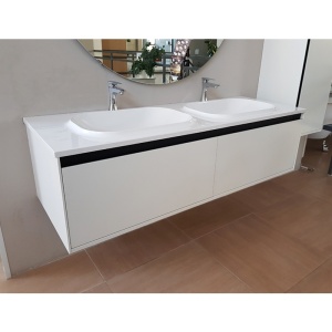 Set mobilier suspendat si lavoar Kolpasan, Pandora, 150 cm, alb - Img 3