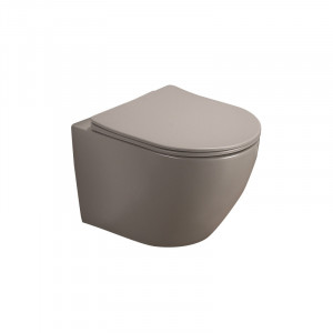 Set vas WC suspendat, Fluminia, Alfonzo, cu capac quick release si soft close, gri mat