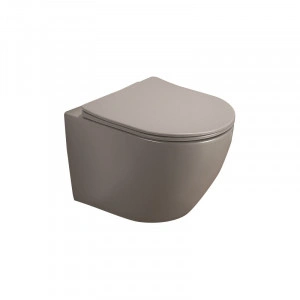 Set vas WC suspendat, Fluminia, Alfonzo, cu capac quick release si soft close, gri mat