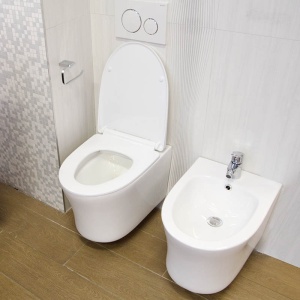 Set vas WC suspendat, Fluminia, Isolda, rimless, cu capac soft close, quick release, alb - Img 3