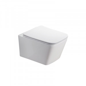 Set vas WC suspendat, Fluminia, Paris, rimless, cu capac quick release si soft close, alb