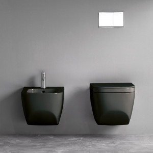 Set vas WC suspendat Hatria, Next, cu capac, rimless, negru mat - Img 3