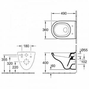 Set vas WC suspendat Villeroy & Boch, O.Novo, COMPACT, direct flush, cu capac soft close, alb - Img 4