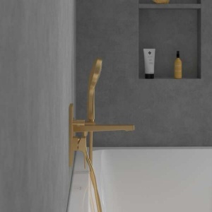 Baterie cadă-duș Villeroy&Boch, Architectura Square, montaj încastrat, brushed gold - Img 4