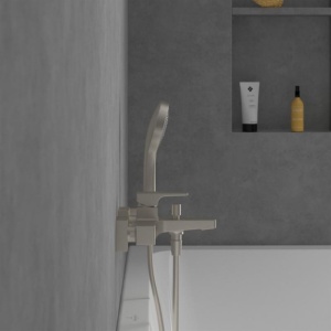 Baterie cadă-duș Villeroy&Boch, Architectura Square, montaj pe perete, brushed nickel - Img 2