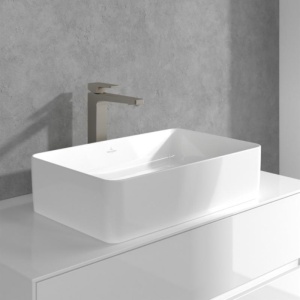 Baterie înaltă pentru lavoar Villeroy&Boch, Architectura Square, cu ventil click-clack, brushed nickel - Img 4