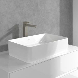 Baterie înaltă pentru lavoar Villeroy&Boch, Architectura Square, cu ventil click-clack, brushed nickel - Img 4