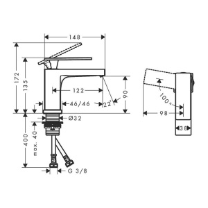 Baterie monocomandă lavoar Hansgrohe Tecturis E 110 CoolStart , crom - Img 3