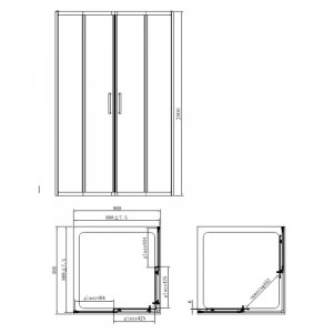 Cabina de dus, Mediterraneo, Hector, patrata, 90x90 cm, inaltimea 200 cm, crom - Img 2