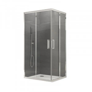 Cabina de dus Sanswiss, Ocelia, patrata, 80 x 80 cm, cu acces pe colt, crom lucios