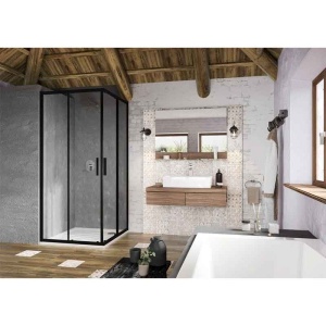 Cabina dus, Ravak, Blix Slim , BLSRV2-90, 90x90x195 cm, profil negru - Img 2