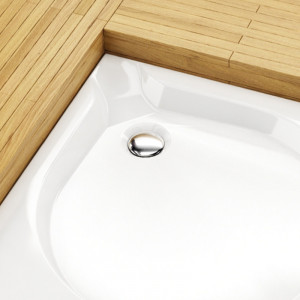 Cadita de dus semirotunda, 90 x 90 x 3,5 cm, slim, alba, Delta, Aquaform - Img 3