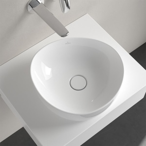 Lavoar asimetric pe blat, Villeroy & Boch, Antao 40, oval, alb - Img 3