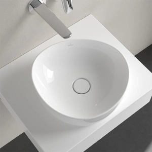 Lavoar asimetric pe blat, Villeroy & Boch, Antao 40, oval, alb - Img 3