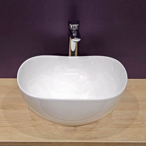 Lavoar pe blat, Fluminia, Aloe-39, amorf, 38,5 x 38 cm, alb - Img 3