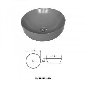 Lavoar pe blat, Fluminia, Amereta-MG, rotund, diametru 41 cm, gri mat - Img 4
